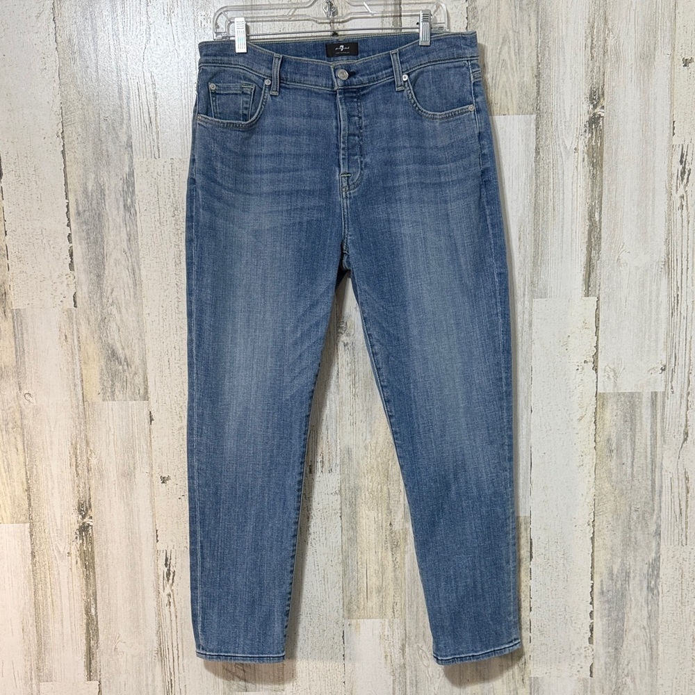 7 For All Mankind Josefina Classic Blue Straight Leg Ankle Length